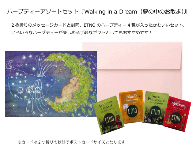 ETNOハーブティー・ティーバッグ4種、カード 、封筒　セット『Walking in a Dream』