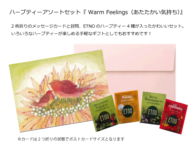 ETNOハーブティー・ティーバッグ4種、カード 、封筒　セットト『Warm Feelings』